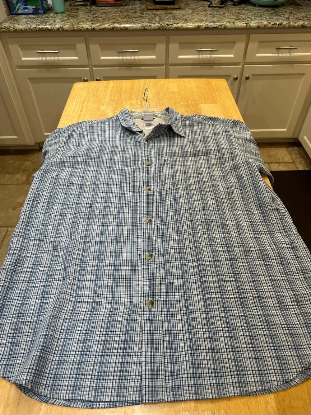 The North Face Men's Blue Plaid Short-Sleeve Button-Down Shirt